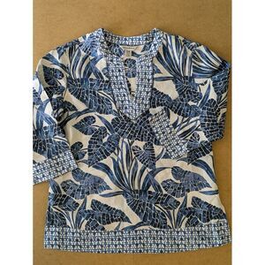 Tommy Bahama Mosaic‎ Palm Tunic Top 100% Linen Women's M